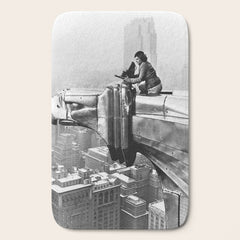 1930 Margaret Bourke-White atop of the world New York City skyline black and white photograph Bath Mat