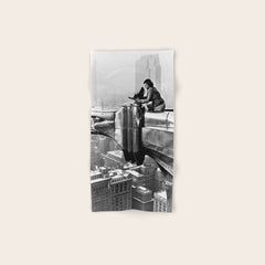 1930 Margaret Bourke-White atop of the world New York City skyline black and white photograph Bath Towel