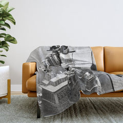 1930 Margaret Bourke-White atop of the world New York City skyline black and white photograph Throw Blanket