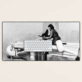 1930 Margaret Bourke-White atop of the world New York City skyline black and white photograph Desk Mat