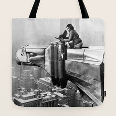 1930 Margaret Bourke-White atop of the world New York City skyline black and white photograph Tote Bag