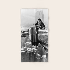 1930 Margaret Bourke-White atop of the world New York City skyline black and white photograph Bath Towel