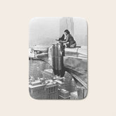 1930 Margaret Bourke-White atop of the world New York City skyline black and white photograph Bath Mat