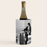 1930 Margaret Bourke-White atop of the world New York City skyline black and white photograph Wine Chiller