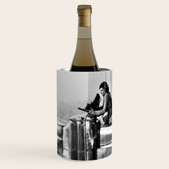 1930 Margaret Bourke-White atop of the world New York City skyline black and white photograph Wine Chiller