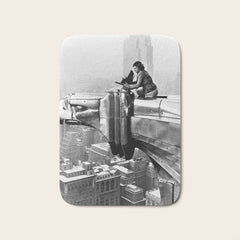 1930 Margaret Bourke-White atop of the world New York City skyline black and white photograph Bath Mat