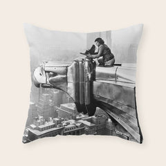 1930 Margaret Bourke-White atop of the world New York City skyline black and white photograph Throw Pillow