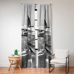 1930 Margaret Bourke-White atop of the world New York City skyline black and white photograph Window Curtain