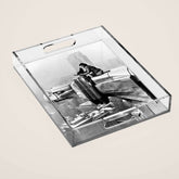 1930 Margaret Bourke-White atop of the world New York City skyline black and white photograph Acrylic Tray