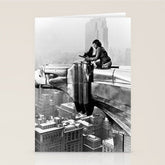 1930 Margaret Bourke-White atop of the world New York City skyline black and white photograph Stationery Card