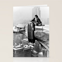 1930 Margaret Bourke-White atop of the world New York City skyline black and white photograph Stationery Card