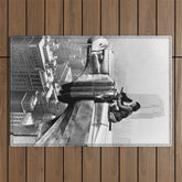 1930 Margaret Bourke-White atop of the world New York City skyline black and white photograph Outdoor Rug