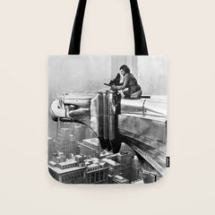 1930 Margaret Bourke-White atop of the world New York City skyline black and white photograph Tote Bag