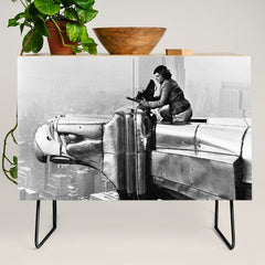 1930 Margaret Bourke-White atop of the world New York City skyline black and white photograph Credenza