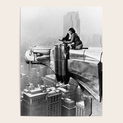 1930 Margaret Bourke-White atop of the world New York City skyline black and white photograph Poster
