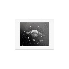 "Saturn's Moons" Outer Space Original Art, Planets, Galaxy Wall Decor Art Print