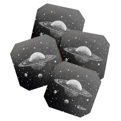 "Saturn's Moons" Outer Space Original Art, Planets, Galaxy Wall Decor Coaster