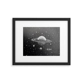 "Saturn's Moons" Outer Space Original Art, Planets, Galaxy Wall Decor Framed Art Print
