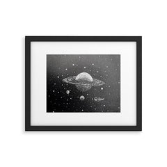 "Saturn's Moons" Outer Space Original Art, Planets, Galaxy Wall Decor Framed Art Print