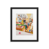 A Cat in the Kitchen Framed Art Print