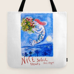 1962 FRANCE Marc Chagall Nice Soleil Fleurs Travel Poster Tote Bag