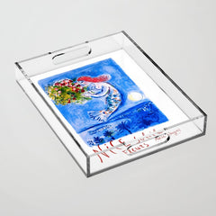 1962 FRANCE Marc Chagall Nice Soleil Fleurs Travel Poster Acrylic Tray