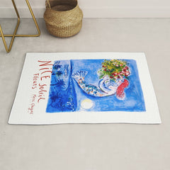 1962 FRANCE Marc Chagall Nice Soleil Fleurs Travel Poster Rug
