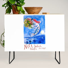 1962 FRANCE Marc Chagall Nice Soleil Fleurs Travel Poster Credenza