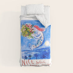 1962 FRANCE Marc Chagall Nice Soleil Fleurs Travel Poster Comforter
