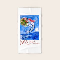 1962 FRANCE Marc Chagall Nice Soleil Fleurs Travel Poster Bath Towel