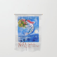 1962 FRANCE Marc Chagall Nice Soleil Fleurs Travel Poster Wall Hanging