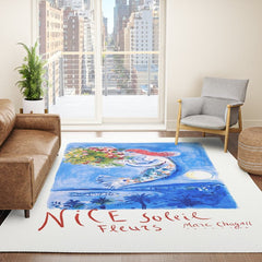 1962 FRANCE Marc Chagall Nice Soleil Fleurs Travel Poster Rug