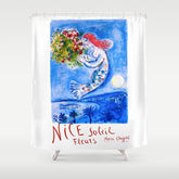 1962 FRANCE Marc Chagall Nice Soleil Fleurs Travel Poster Shower Curtain
