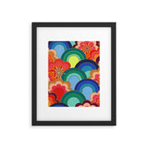 70s rainbow flowers sunset colors Framed Art Print
