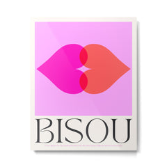 BISOU' Vibrant Minimal French Love kiss Art Metal Print