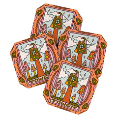 16. Tower Tarot Mushroom Coaster