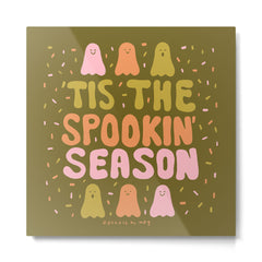 Tis the Spookin Season in Green Metal Print