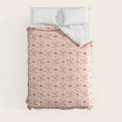 "All hat no cattle" in pink and orange retro western letters Comforter