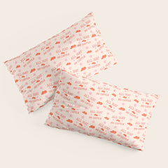 "All hat no cattle" in pink and orange retro western letters Pillow Sham
