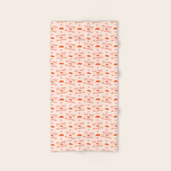 "All hat no cattle" in pink and orange retro western letters Bath Towel
