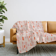 "All hat no cattle" in pink and orange retro western letters Throw Blanket