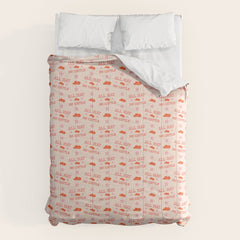 "All hat no cattle" in pink and orange retro western letters Comforter