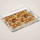 70's Floral Prints, Retro Art Acrylic Tray