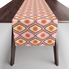 70s Disco Daisy Flower Pattern Table Runner