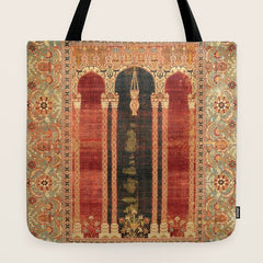 16th Century Carpet with Triple-Arch Design Turkish Print Tote Bag