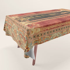 16th Century Carpet with Triple-Arch Design Turkish Print Tablecloth
