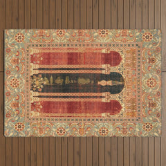 16th Century Carpet with Triple-Arch Design Turkish Print Outdoor Rug