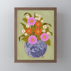 1970s Disco Ball Flower Pot Mini Art Print