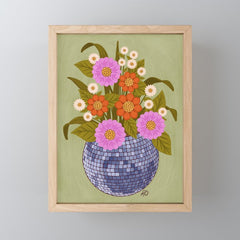 1970s Disco Ball Flower Pot Mini Art Print