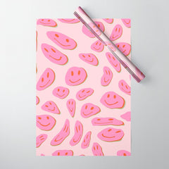 70s retro pink smiles pattern Wrapping Paper
